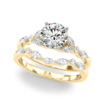 Exquisite 14kt White Gold Marquise and Round Diamond Engagement Ring - 3/8 ct TW SI1-SI2, G-H