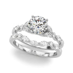 Exquisite 14kt White Gold Marquise and Round Diamond Engagement Ring - 3/8 ct TW SI1-SI2, G-H