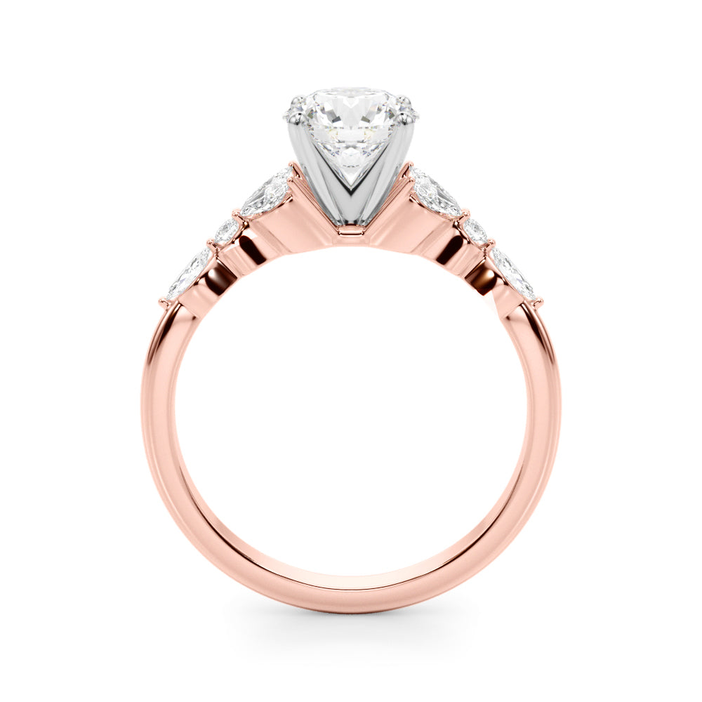 Exquisite 14kt White Gold Marquise and Round Diamond Engagement Ring - 3/8 ct TW SI1-SI2, G-H