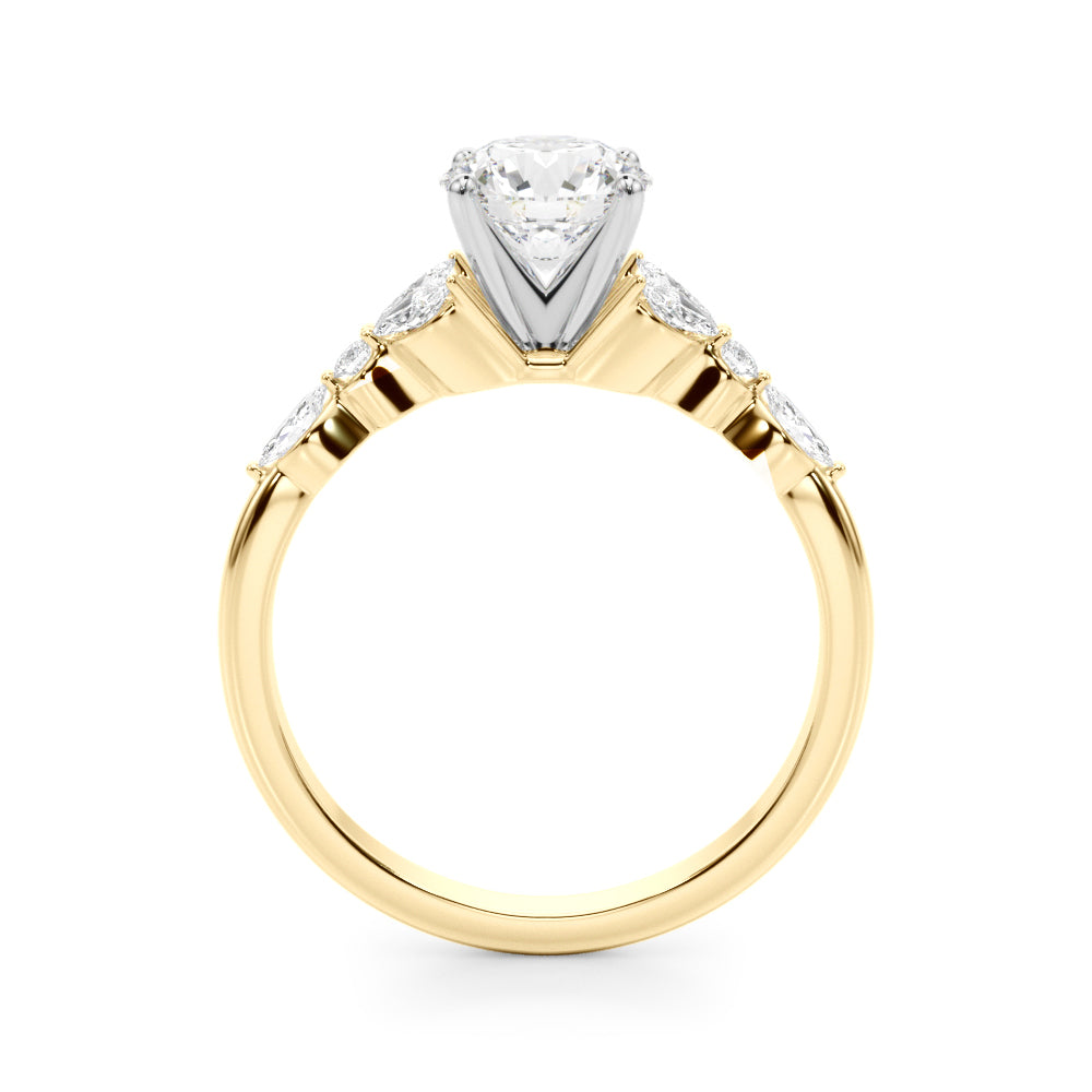Exquisite 14kt White Gold Marquise and Round Diamond Engagement Ring - 3/8 ct TW SI1-SI2, G-H