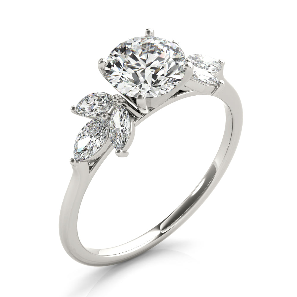 Exquisite Marquise Cut Engagement Ring with Side Accents in 14kt White Gold