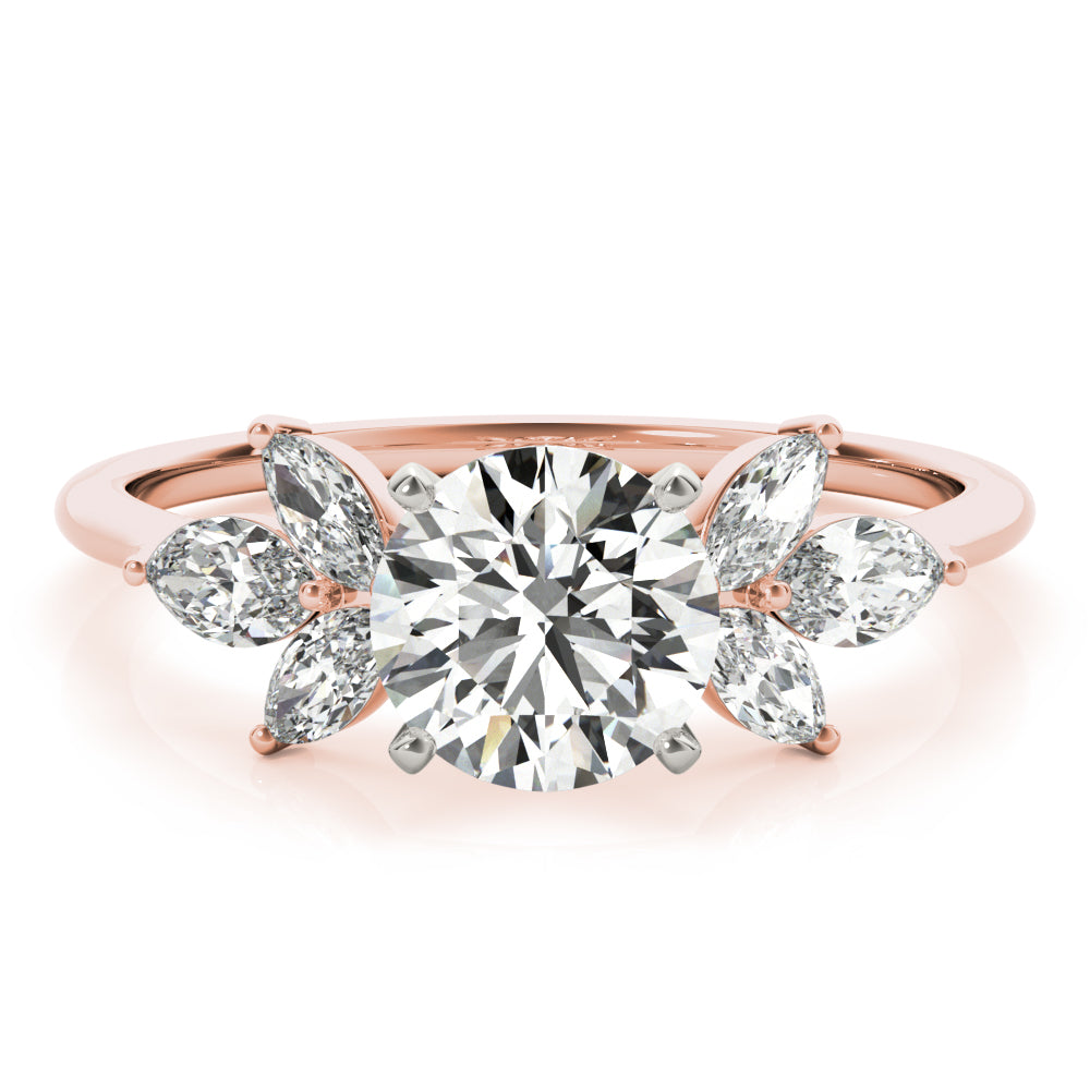 Exquisite Marquise Cut Engagement Ring with Side Accents in 14kt White Gold