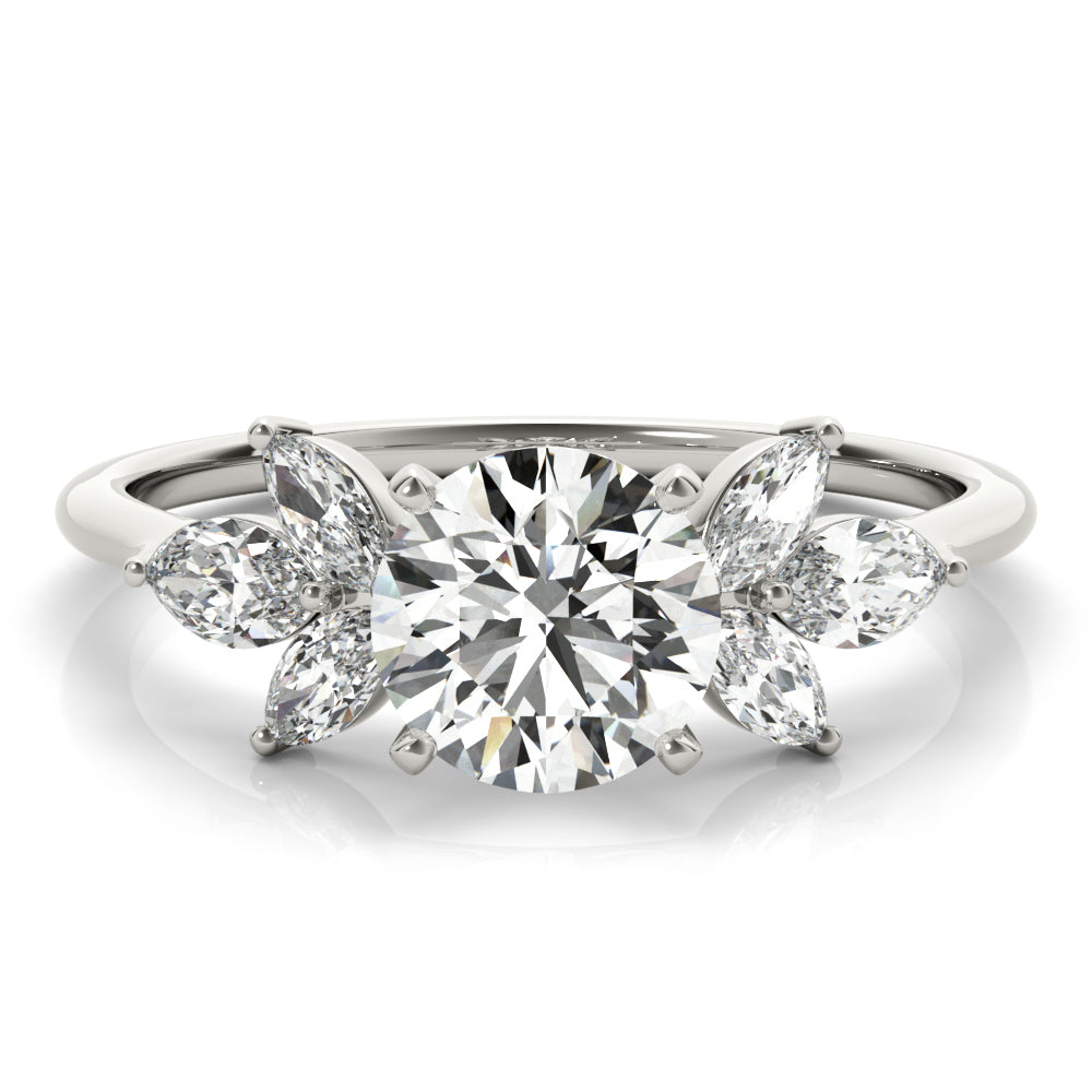 Exquisite Marquise Cut Engagement Ring with Side Accents in 14kt White Gold