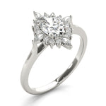 Elegant 14kt White Gold Oval Semi-Mount Fashion Ring - Customizable Center Stone