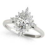 Elegant 14kt White Gold Oval Semi-Mount Fashion Ring - Customizable Center Stone