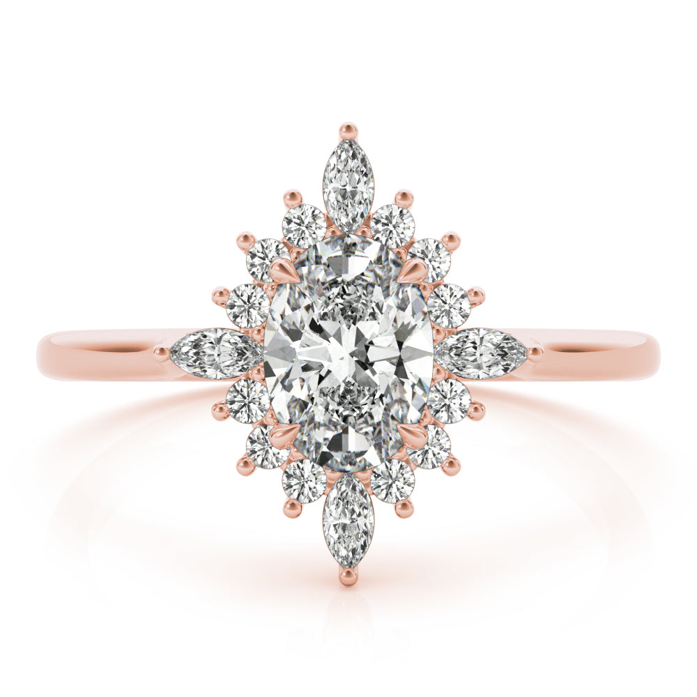Elegant 14kt White Gold Oval Semi-Mount Fashion Ring - Customizable Center Stone