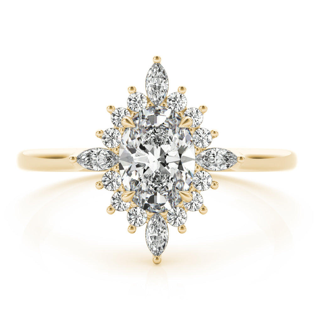 Elegant 14kt White Gold Oval Semi-Mount Fashion Ring - Customizable Center Stone