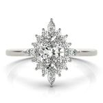 Elegant 14kt White Gold Oval Semi-Mount Fashion Ring - Customizable Center Stone