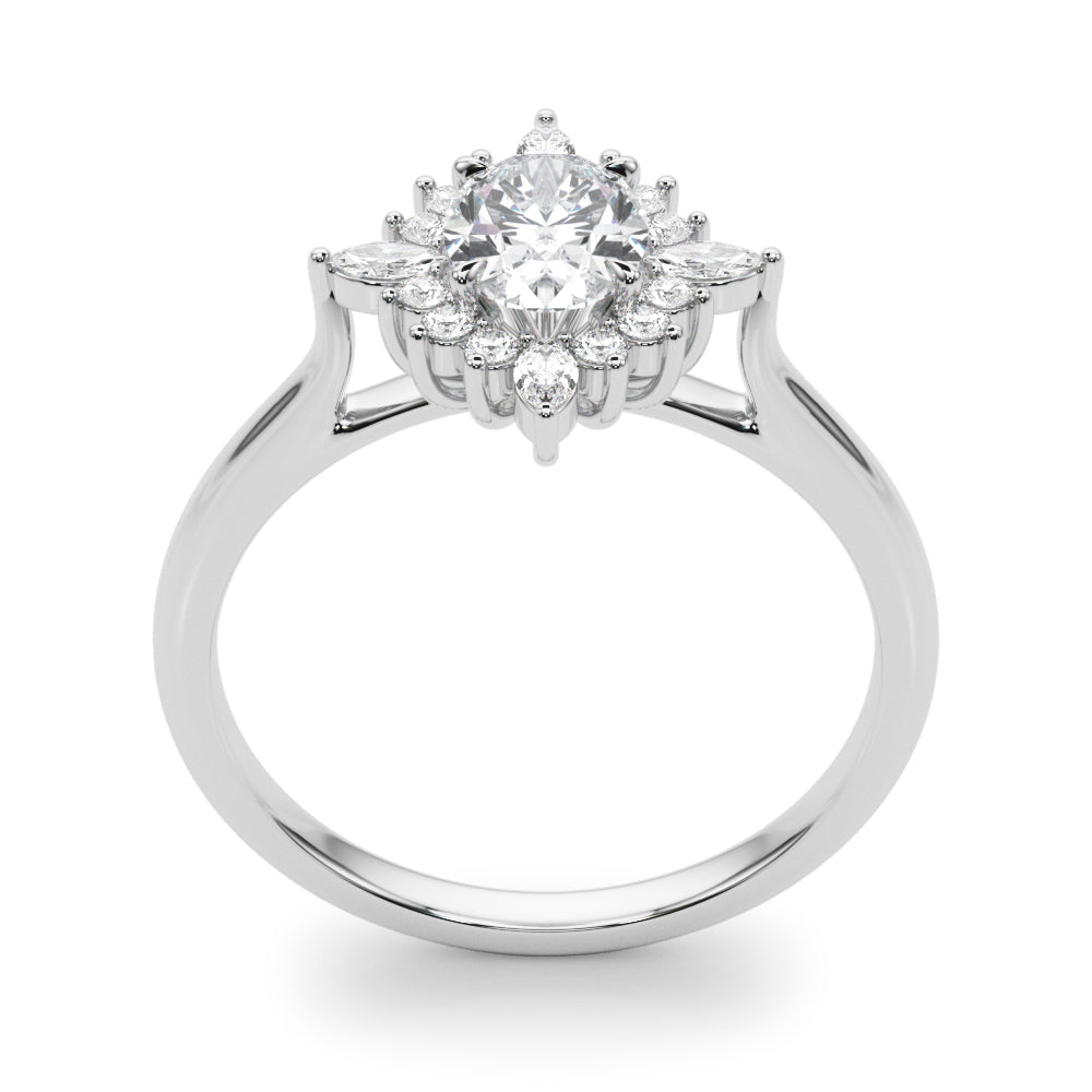 Elegant 14kt White Gold Oval Semi-Mount Fashion Ring - Customizable Center Stone