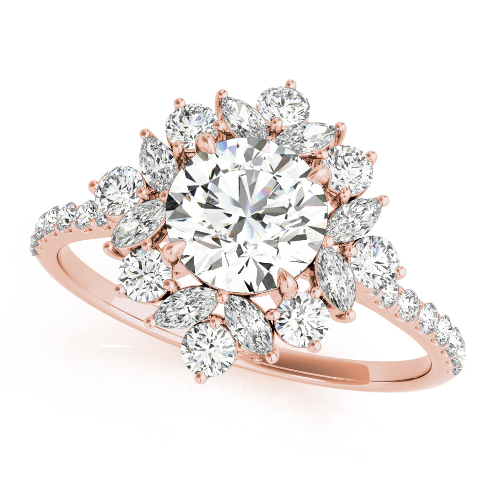 Elegant 14kt White Gold Round Cut Solitaire Engagement Ring Setting - 3/4 ct TW SI2, H-I