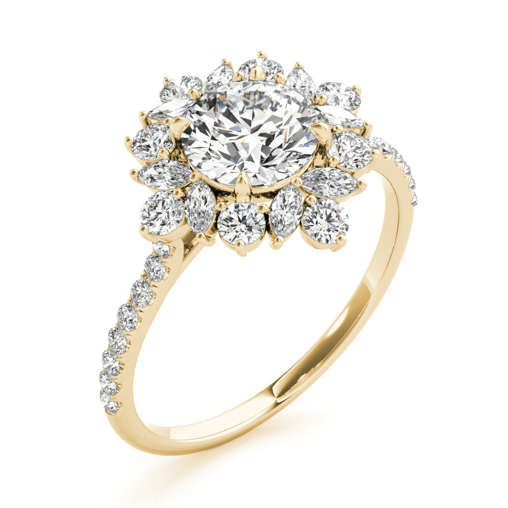 Elegant 14kt White Gold Round Cut Solitaire Engagement Ring Setting - 3/4 ct TW SI2, H-I