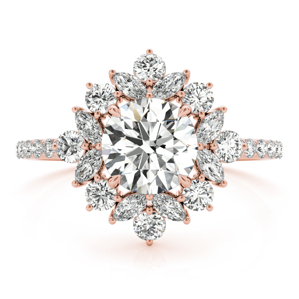 Elegant 14kt White Gold Round Cut Solitaire Engagement Ring Setting - 3/4 ct TW SI2, H-I