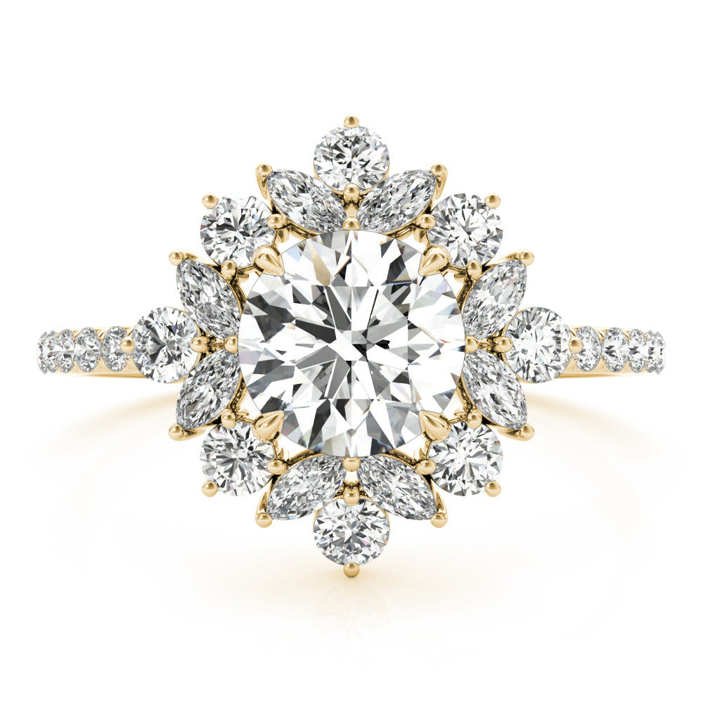Elegant 14kt White Gold Round Cut Solitaire Engagement Ring Setting - 3/4 ct TW SI2, H-I