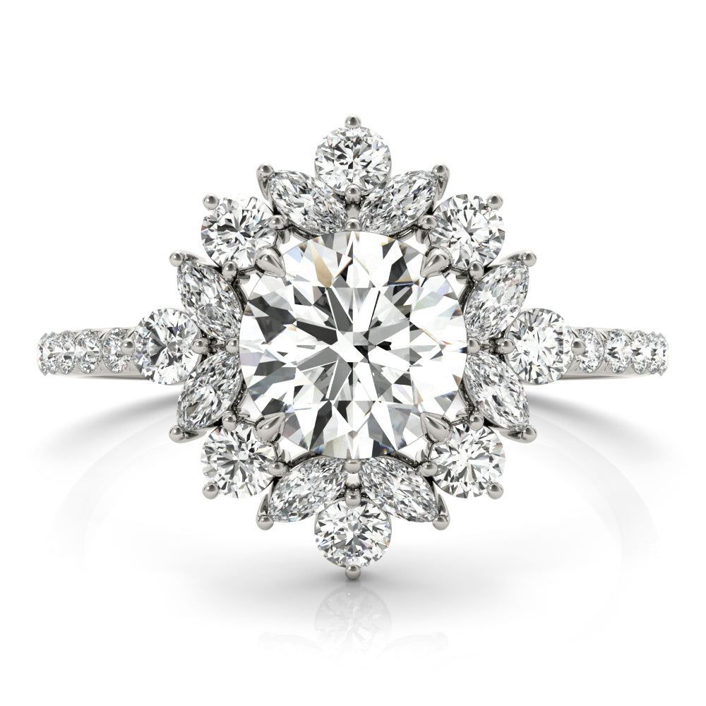 Elegant 14kt White Gold Round Cut Solitaire Engagement Ring Setting - 3/4 ct TW SI2, H-I