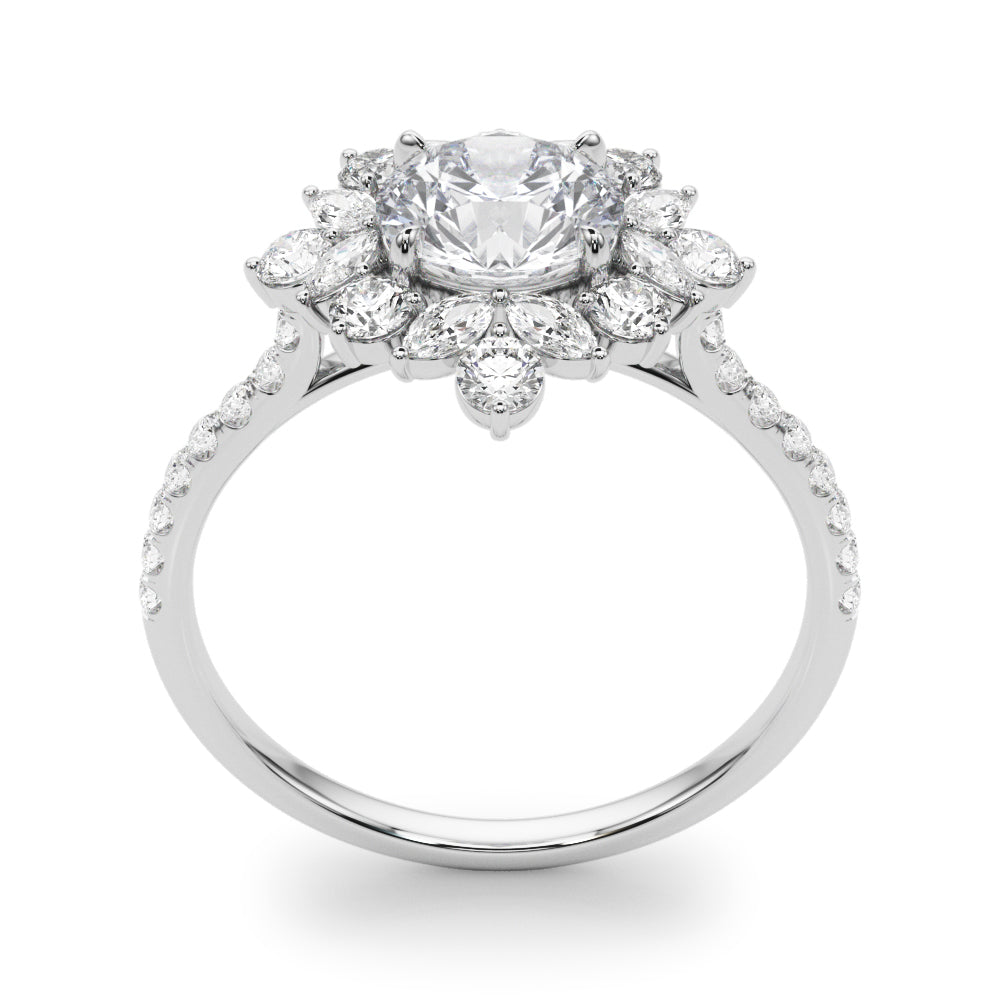 Elegant 14kt White Gold Round Cut Solitaire Engagement Ring Setting - 3/4 ct TW SI2, H-I