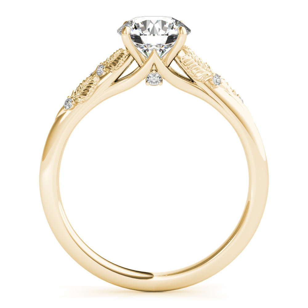 Elegant 14kt Yellow Gold Semi-Mount Round Cut Engagement Ring Setting - 1.7 DWT