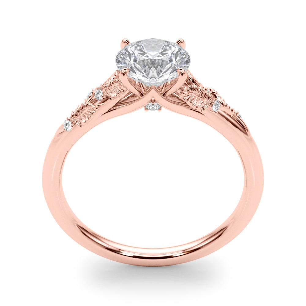 Elegant 14kt Yellow Gold Semi-Mount Round Cut Engagement Ring Setting - 1.7 DWT