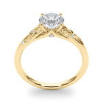 Elegant 14kt Yellow Gold Semi-Mount Round Cut Engagement Ring Setting - 1.7 DWT