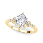 Elegant 14kt White Gold SQUARE Cut Engagement Ring with 1/8 ct tw Diamond Accents