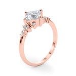 Elegant 14kt White Gold SQUARE Cut Engagement Ring with 1/8 ct tw Diamond Accents