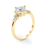Elegant 14kt White Gold SQUARE Cut Engagement Ring with 1/8 ct tw Diamond Accents