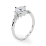 Elegant 14kt White Gold SQUARE Cut Engagement Ring with 1/8 ct tw Diamond Accents