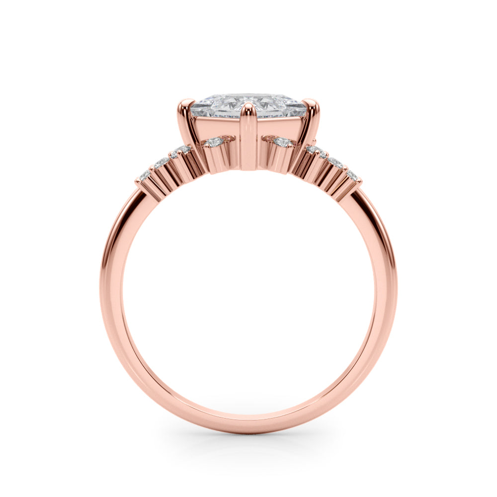 Elegant 14kt White Gold SQUARE Cut Engagement Ring with 1/8 ct tw Diamond Accents