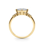 Elegant 14kt White Gold SQUARE Cut Engagement Ring with 1/8 ct tw Diamond Accents