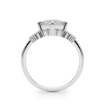 Elegant 14kt White Gold SQUARE Cut Engagement Ring with 1/8 ct tw Diamond Accents
