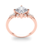 Elegant 14kt White Gold SQUARE Cut Engagement Ring with 1/8 ct tw Diamond Accents