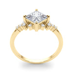 Elegant 14kt White Gold SQUARE Cut Engagement Ring with 1/8 ct tw Diamond Accents