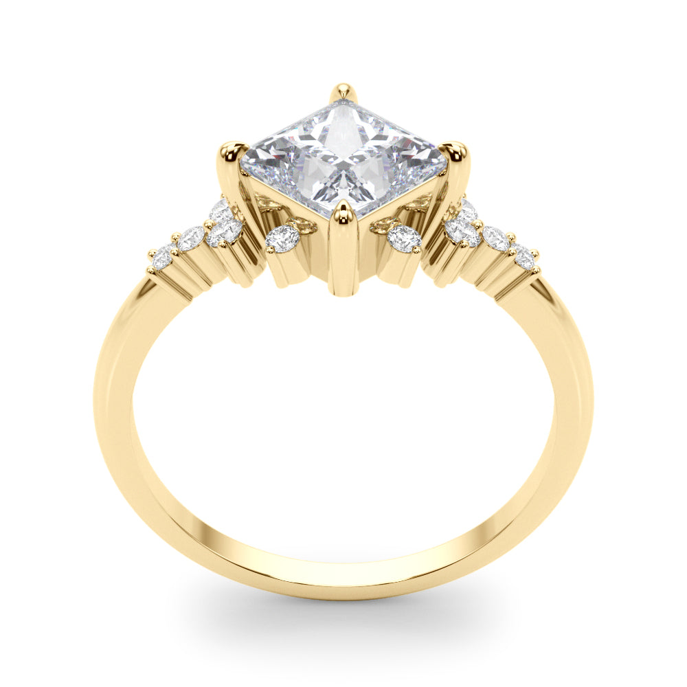 Elegant 14kt White Gold SQUARE Cut Engagement Ring with 1/8 ct tw Diamond Accents