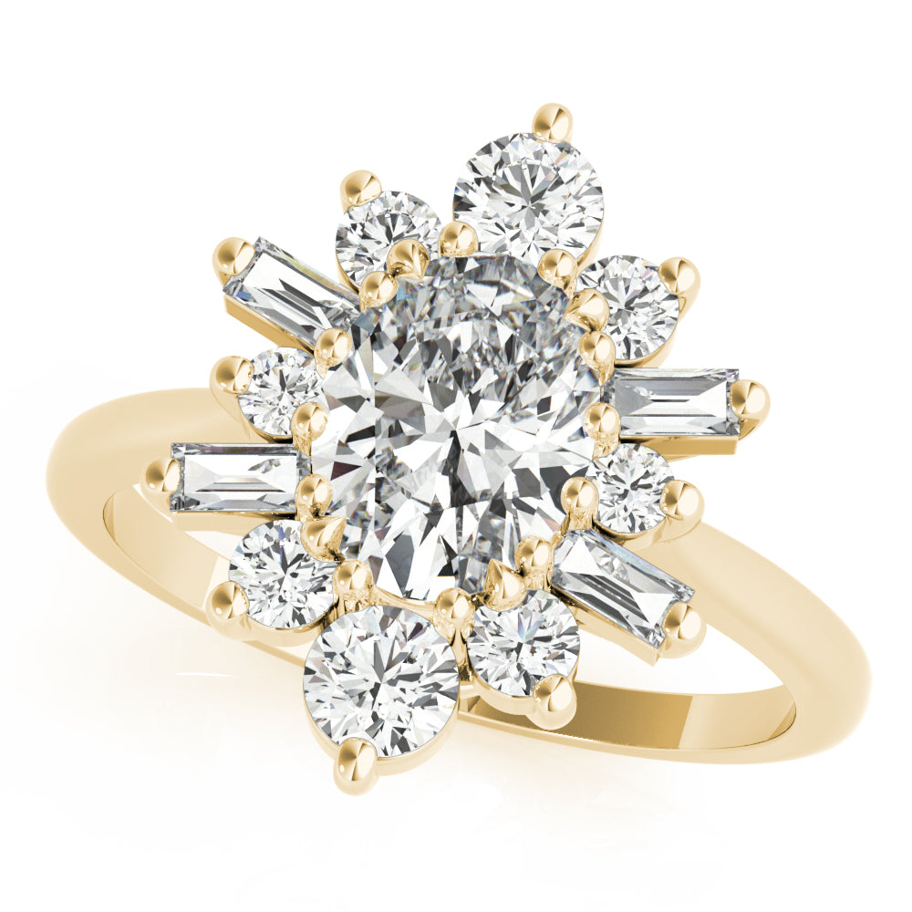 Elegant 14kt White Gold Oval Semi-Mount Fashion Ring - 1 Carat Center Stone Capacity