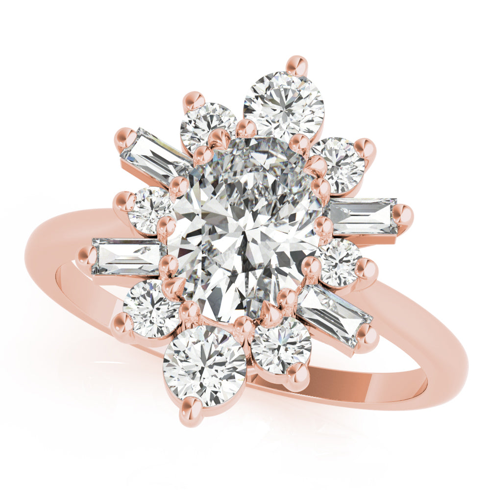 Elegant 14kt White Gold Oval Semi-Mount Fashion Ring - 1 Carat Center Stone Capacity