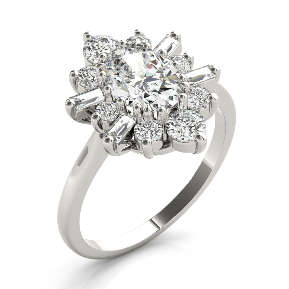 Elegant 14kt White Gold Oval Semi-Mount Fashion Ring - 1 Carat Center Stone Capacity