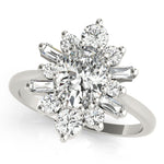 Elegant 14kt White Gold Oval Semi-Mount Fashion Ring - 1 Carat Center Stone Capacity