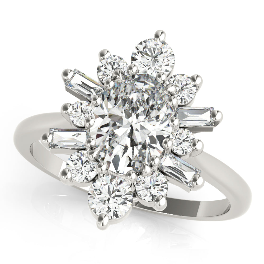 Elegant 14kt White Gold Oval Semi-Mount Fashion Ring - 1 Carat Center Stone Capacity