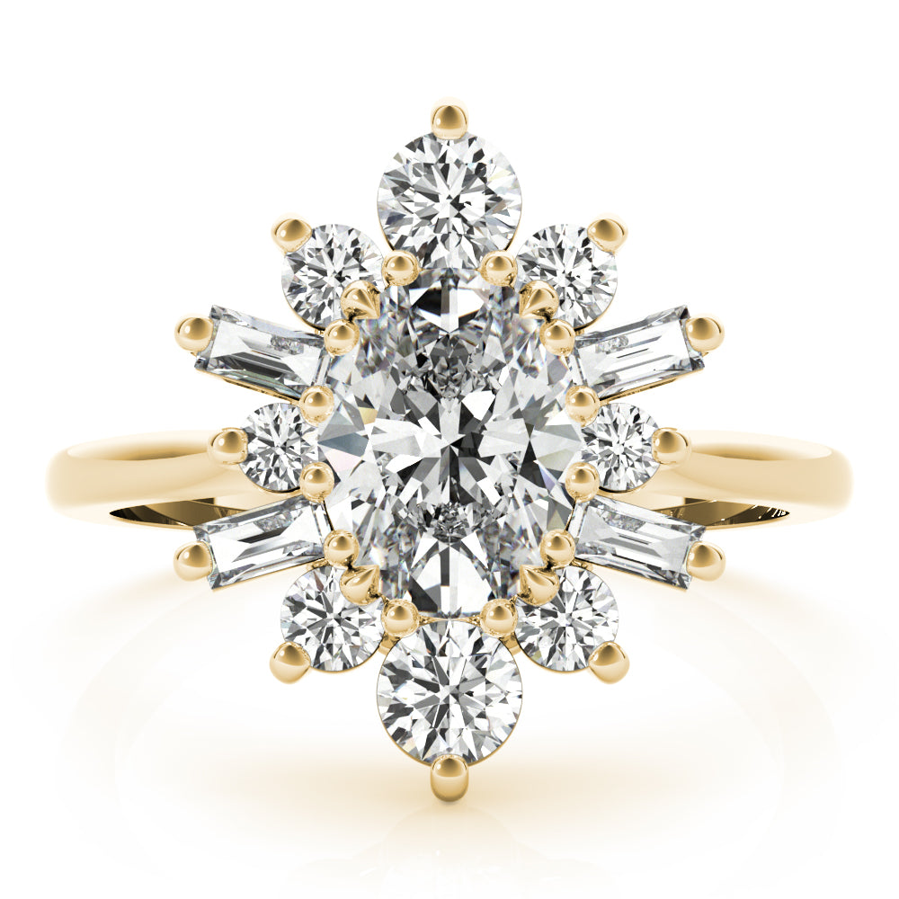 Elegant 14kt White Gold Oval Semi-Mount Fashion Ring - 1 Carat Center Stone Capacity