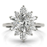 Elegant 14kt White Gold Oval Semi-Mount Fashion Ring - 1 Carat Center Stone Capacity
