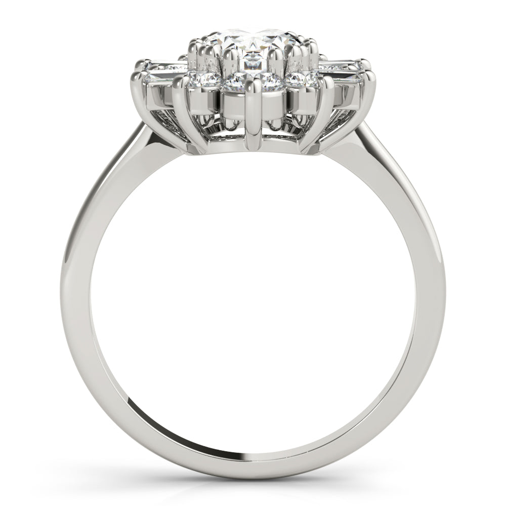 Elegant 14kt White Gold Oval Semi-Mount Fashion Ring - 1 Carat Center Stone Capacity