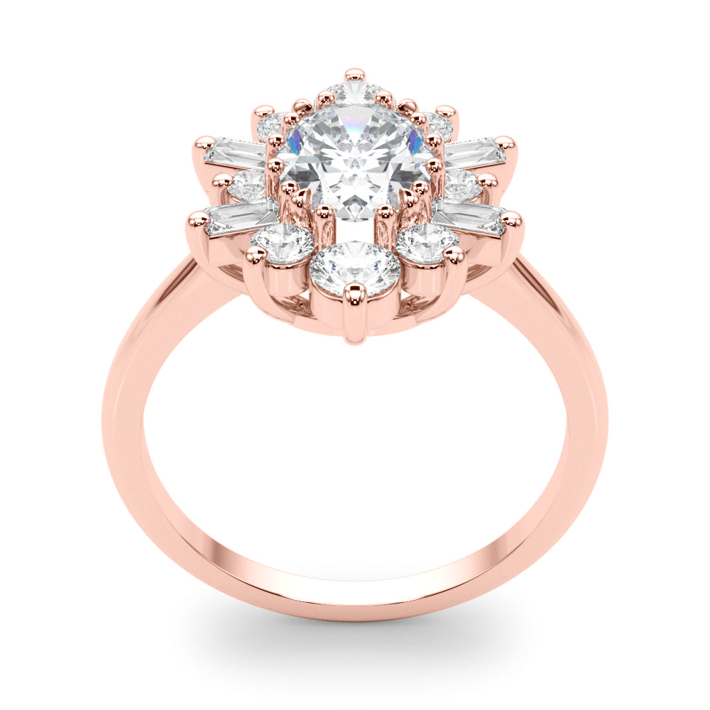 Elegant 14kt White Gold Oval Semi-Mount Fashion Ring - 1 Carat Center Stone Capacity