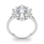 Elegant 14kt White Gold Oval Semi-Mount Fashion Ring - 1 Carat Center Stone Capacity
