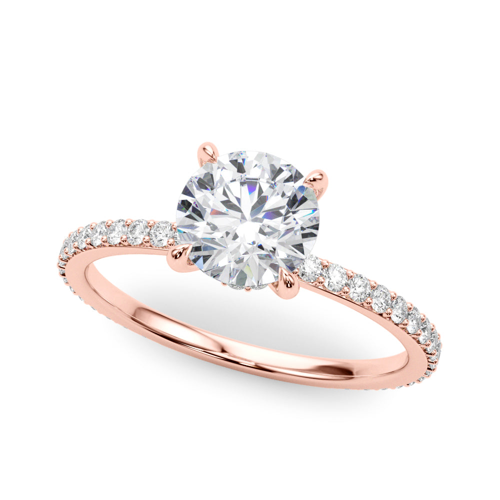 Stunning 1 CT Round Hidden Halo Engagement Ring in 14kt White Gold - Style 