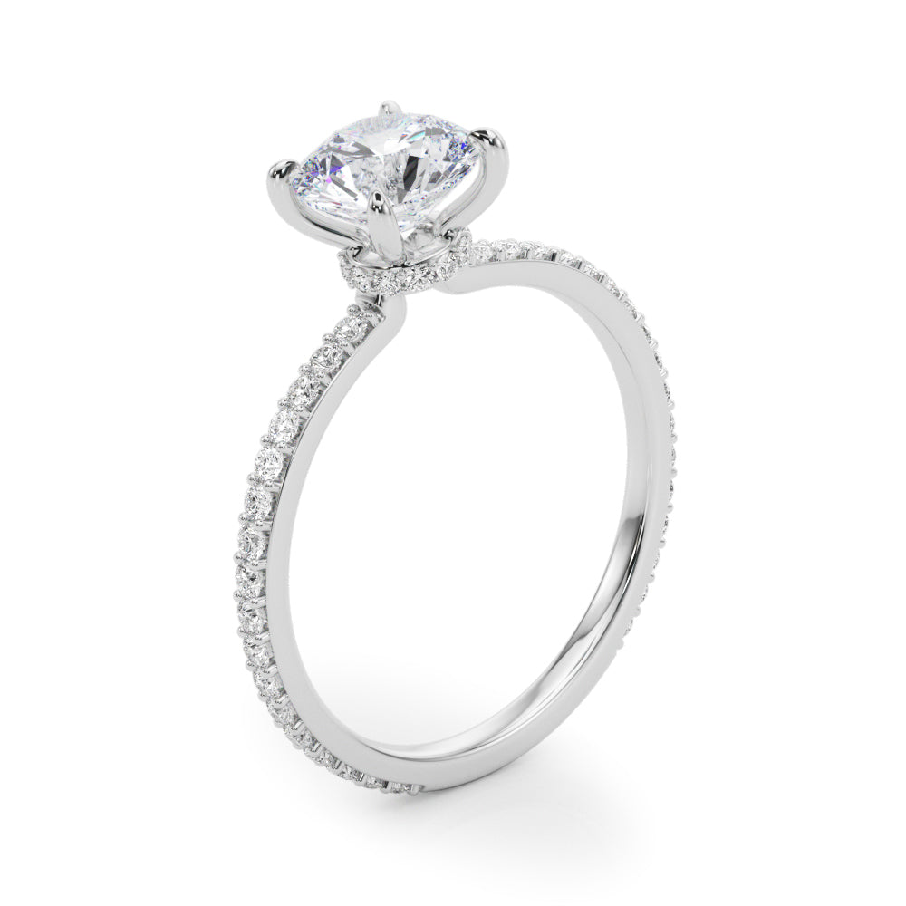 Stunning 1 CT Round Hidden Halo Engagement Ring in 14kt White Gold - Style 