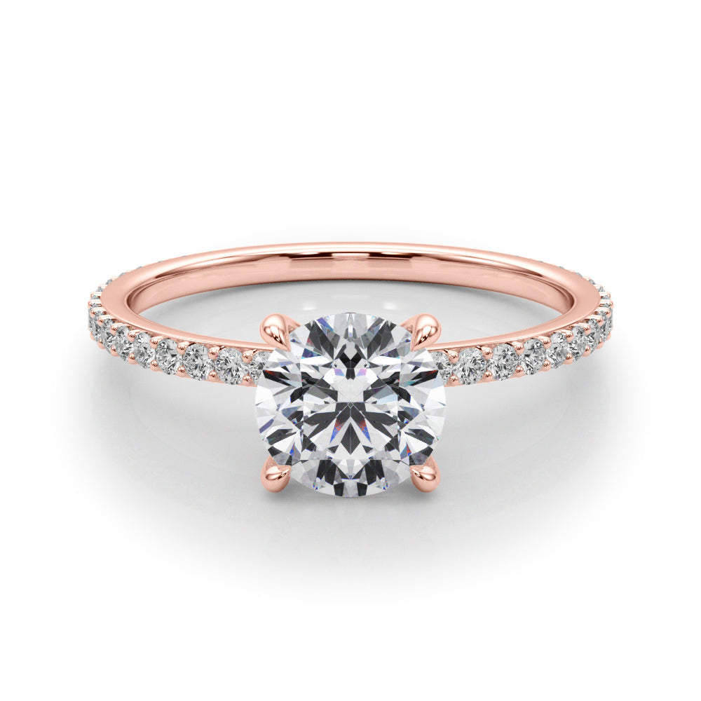 Stunning 1 CT Round Hidden Halo Engagement Ring in 14kt White Gold - Style 