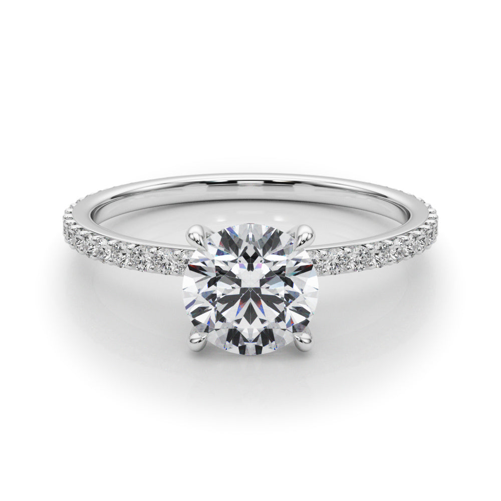 Stunning 1 CT Round Hidden Halo Engagement Ring in 14kt White Gold - Style 