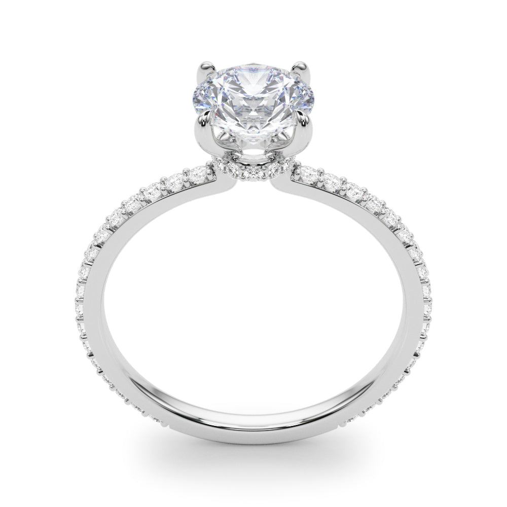 Stunning 1 CT Round Hidden Halo Engagement Ring in 14kt White Gold - Style 