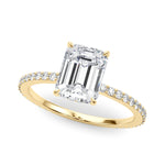 Exquisite 14k White Gold Hidden Halo Emerald Cut Engagement Ring Setting (10x8mm Center, 1/3 ct. tw. Diamonds)