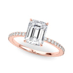 Exquisite 14k White Gold Hidden Halo Emerald Cut Engagement Ring Setting (10x8mm Center, 1/3 ct. tw. Diamonds)