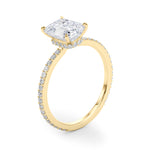Exquisite 14k White Gold Hidden Halo Emerald Cut Engagement Ring Setting (10x8mm Center, 1/3 ct. tw. Diamonds)